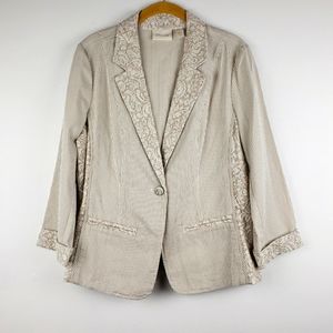 Chico's Beige Stripe Blazer Jacket